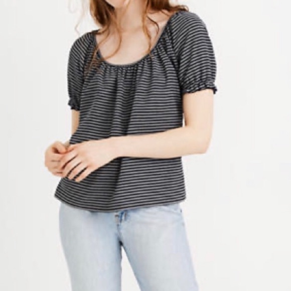 Madewell puff sleeve striped peasant top XXL - Picture 2 of 8